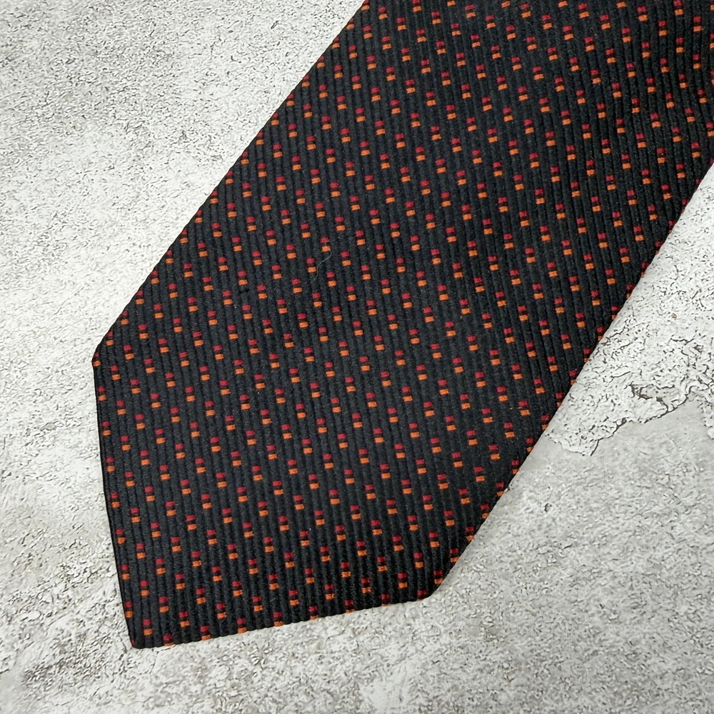 Today's Man Silk Tie Mens One Size Black Geometric Pointed Made In Italy Necktie